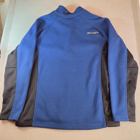 Spyder Men’s XXL 1/4 Zip Pullover Blue Black Yellow Performance Fleece - Picture 2 of 16